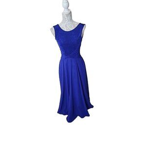Scott McClintock Vintage Formal Dress Blue Ball Gown Sleeveless Flowy Glitter 4